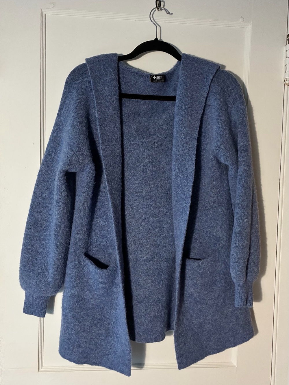 BERYLL Los Angeles Blue Cashmere Hooded Open Front Cardigan O/S⁠ (medium fit)